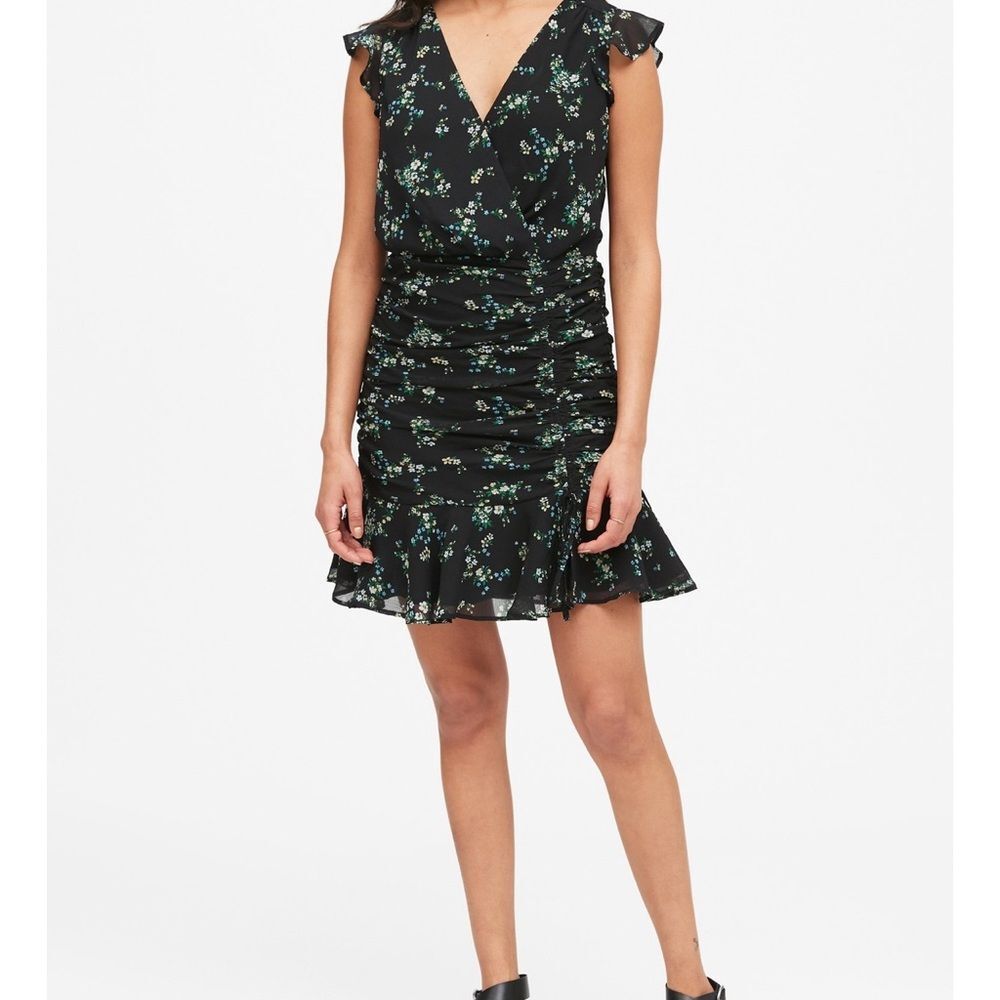 Banana Republic Print Ruched Mini Dress